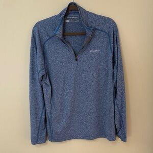Eddie Bauer Heathered Blue Half-Zip Top